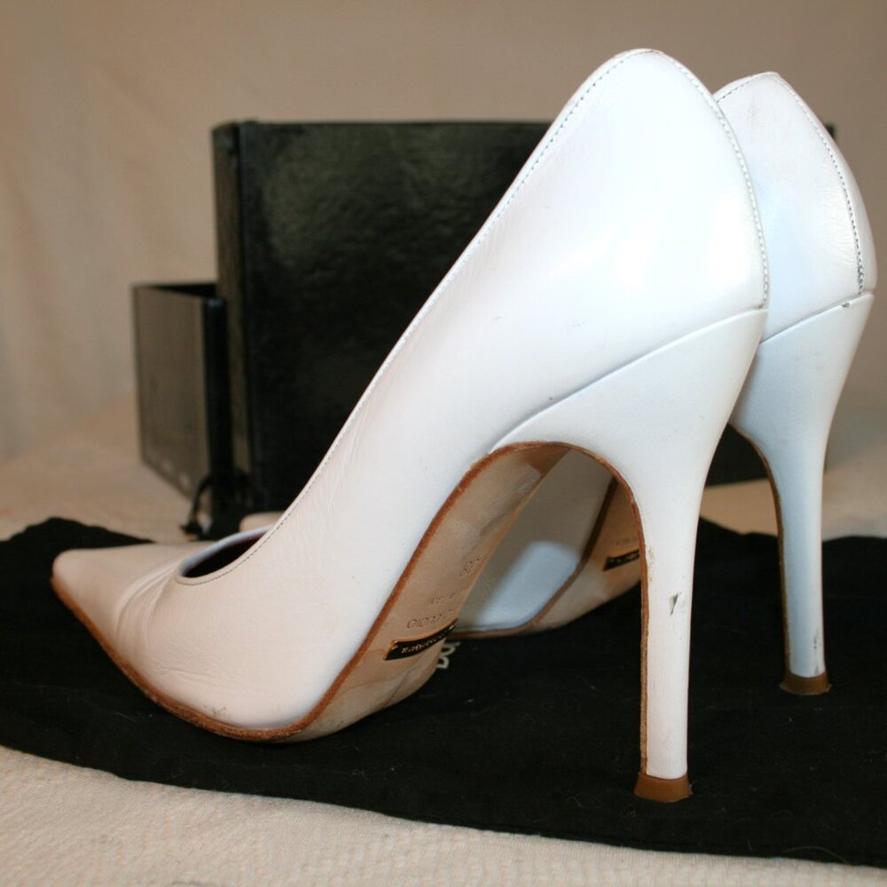 Dolce & Gabbana Nero White Leather Pumps Size 38 Eur. / 7.5 US - Picture 10 of 13
